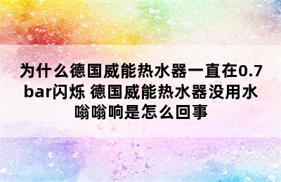 为什么德国威能热水器一直在0.7bar闪烁 德国威能热水器没用水嗡嗡响是怎么回事